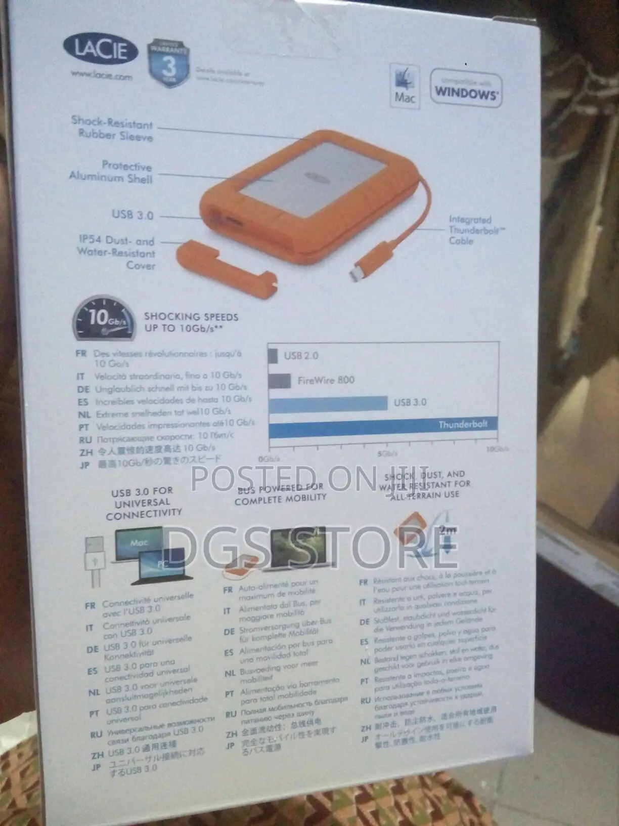 Lacie Rugged Thunderbolt 2tb and USB 3.0 Portable Hard Drive