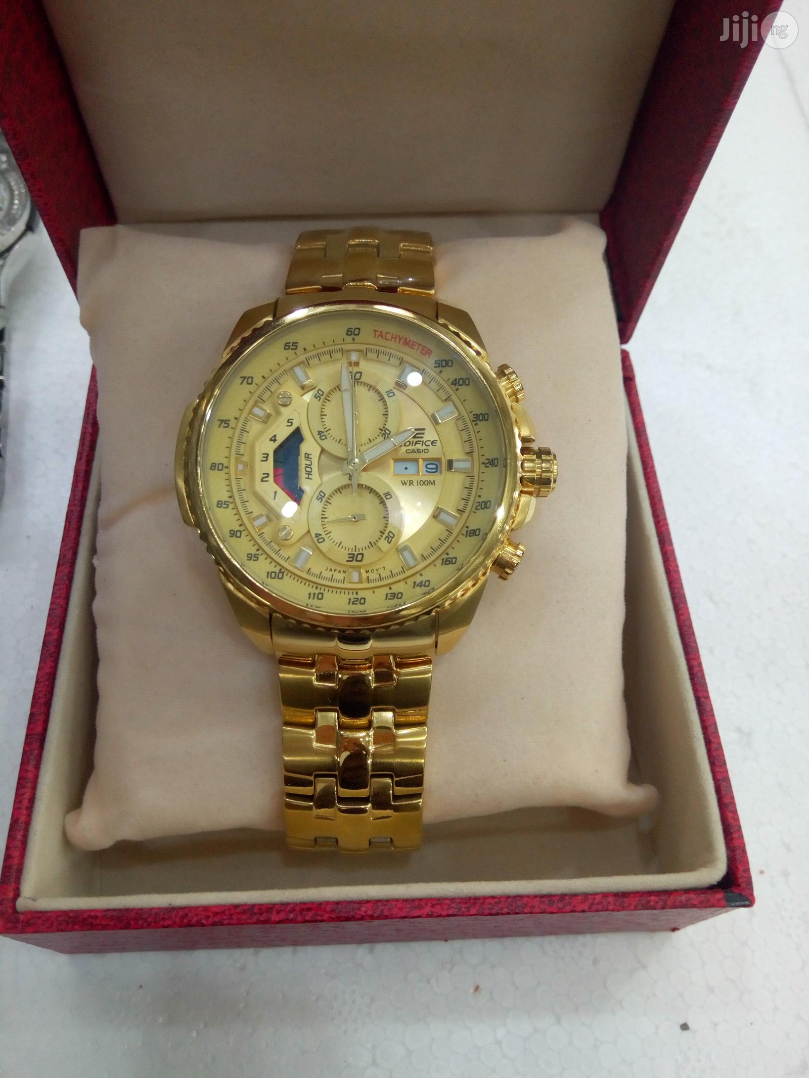 Men's Casio Edifice Series Gents Chain Wrist Watch - Gold