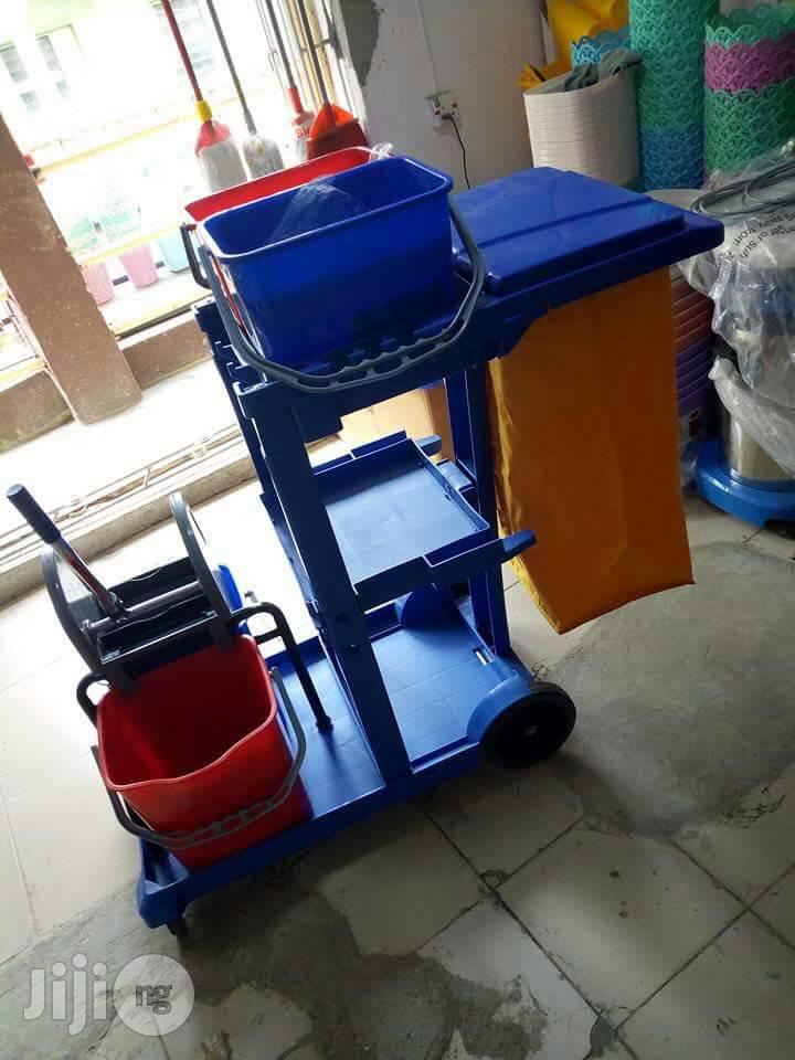 Industrial Cleaning Mopping Janitorial Trolley With Accessor
