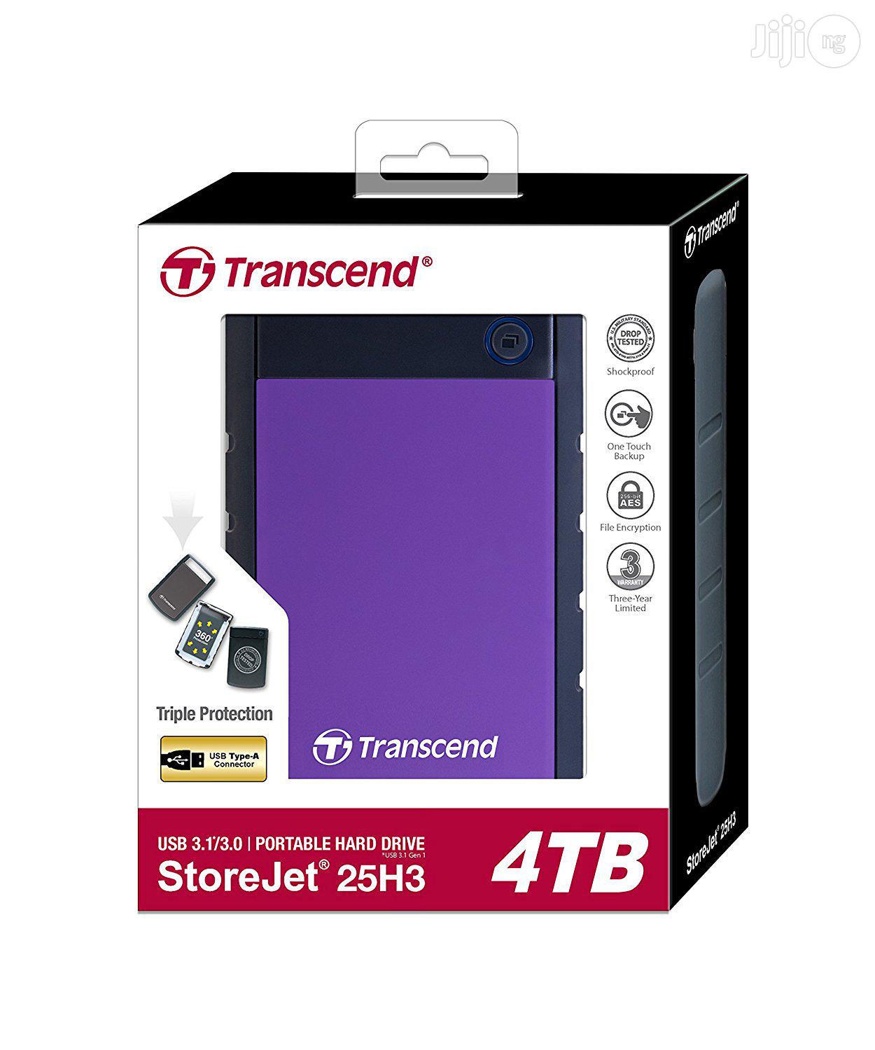 4tb Transcend Storejet 25h3 2.5-Inch Usb3.0 Portable Hard