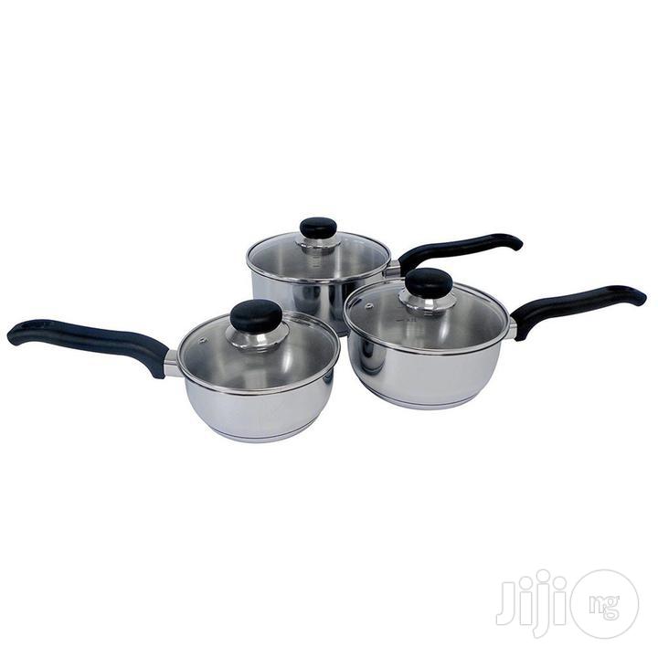 3-Piece Classic Stainless Steel Saucepan Set, Silver