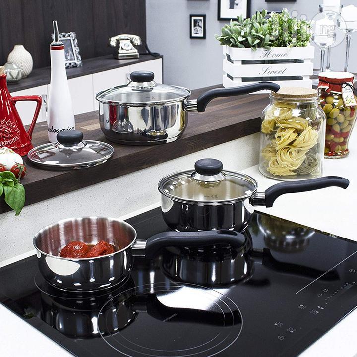 3-Piece Classic Stainless Steel Saucepan Set, Silver