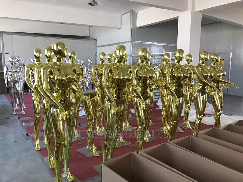 Big Breast Gold Glossy Chrome Female Mannequin