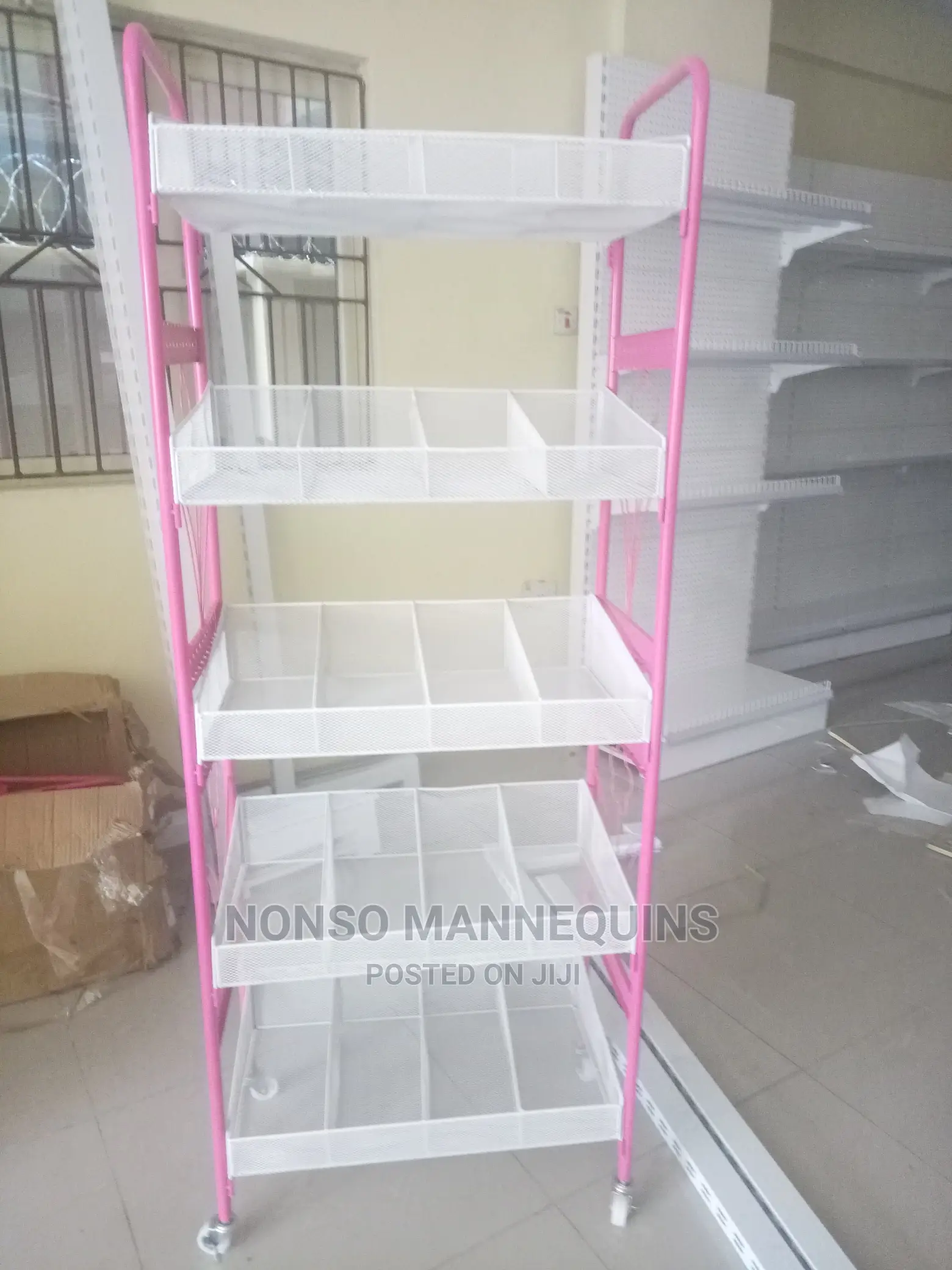 Pink and White Display Basket