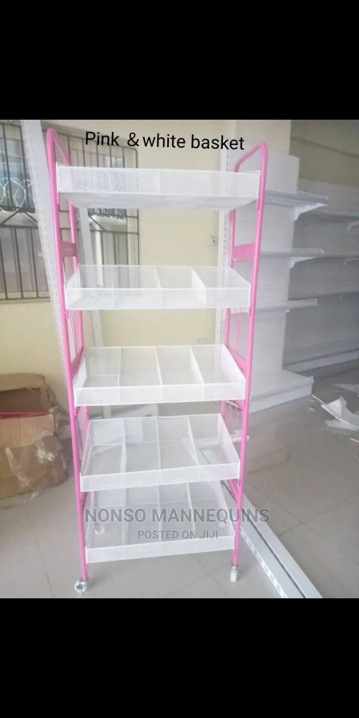 Pink and White Display Basket