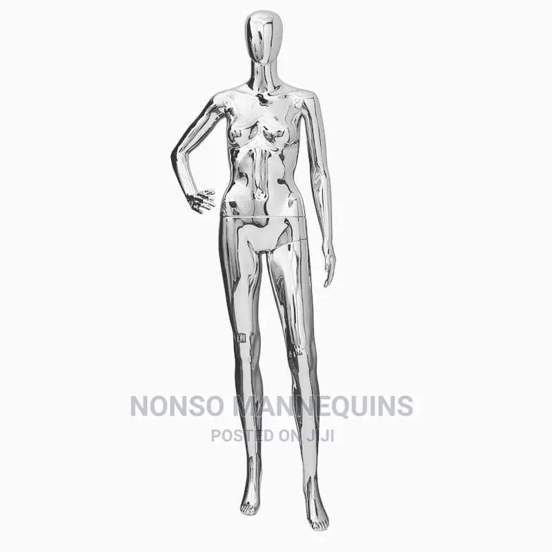 Chrome Silver Full Body Female Mannequin.