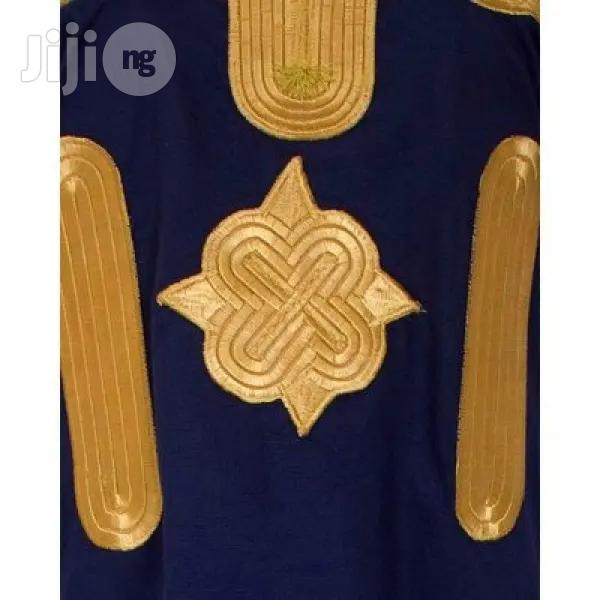 Navy Blue Asukuo Dansiki With Gold Embroidery for Her