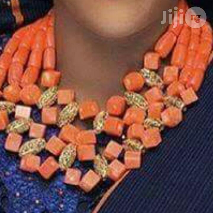 Broken Coral Bead With Real Accessory