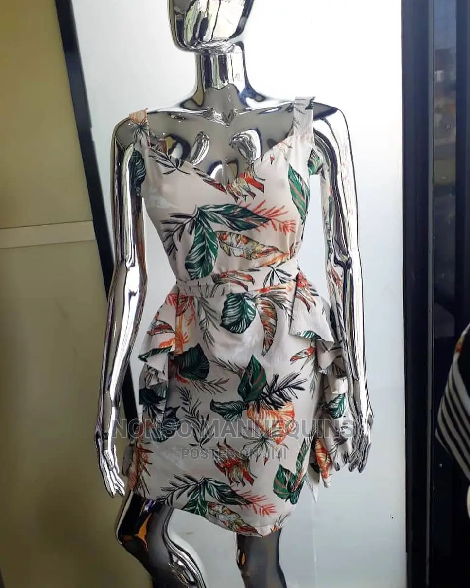 Female Silver and Gold Chrome Display Female Mannequin