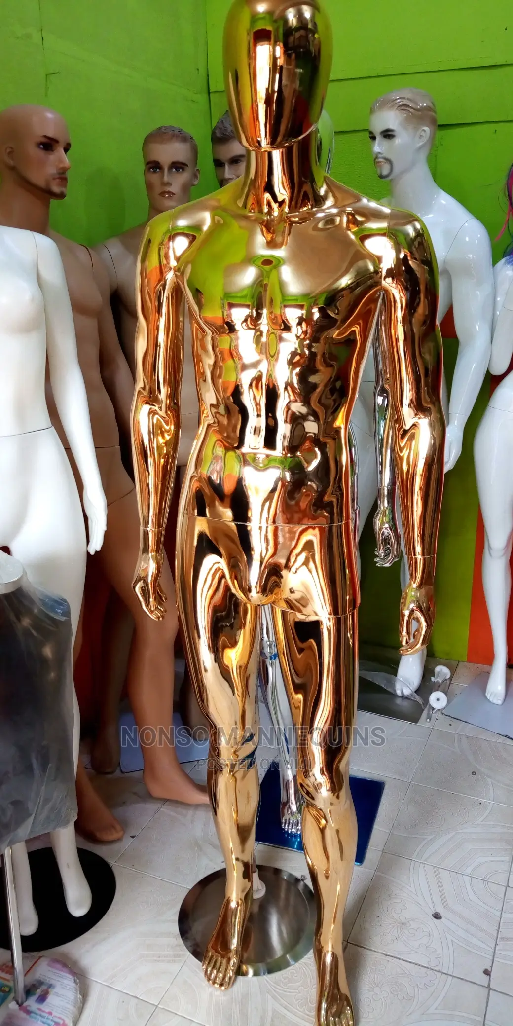 Chrome Female And Male Gold Mannequin