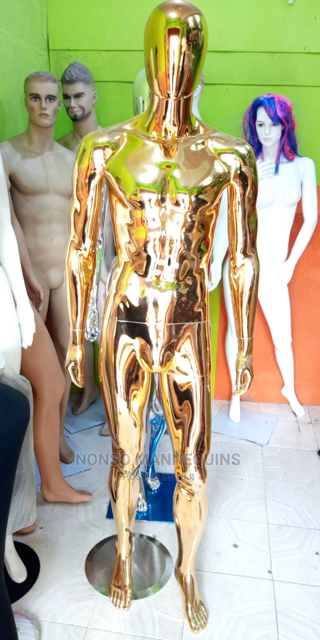 Chrome Female And Male Gold Mannequin