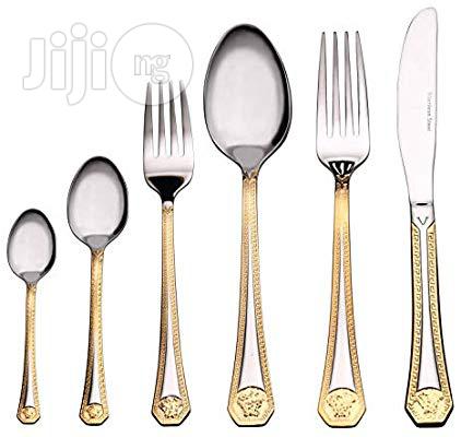18/10 Surgical Stainless Steel, 24K Gold-Plated 84pcs With Wooden