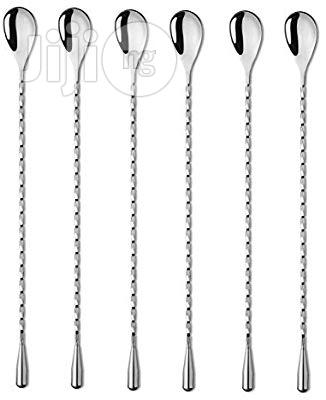 6 Pcs 12 Inch Bar Mixing Spoon Cocktail Spoon Stainless Steel Bar