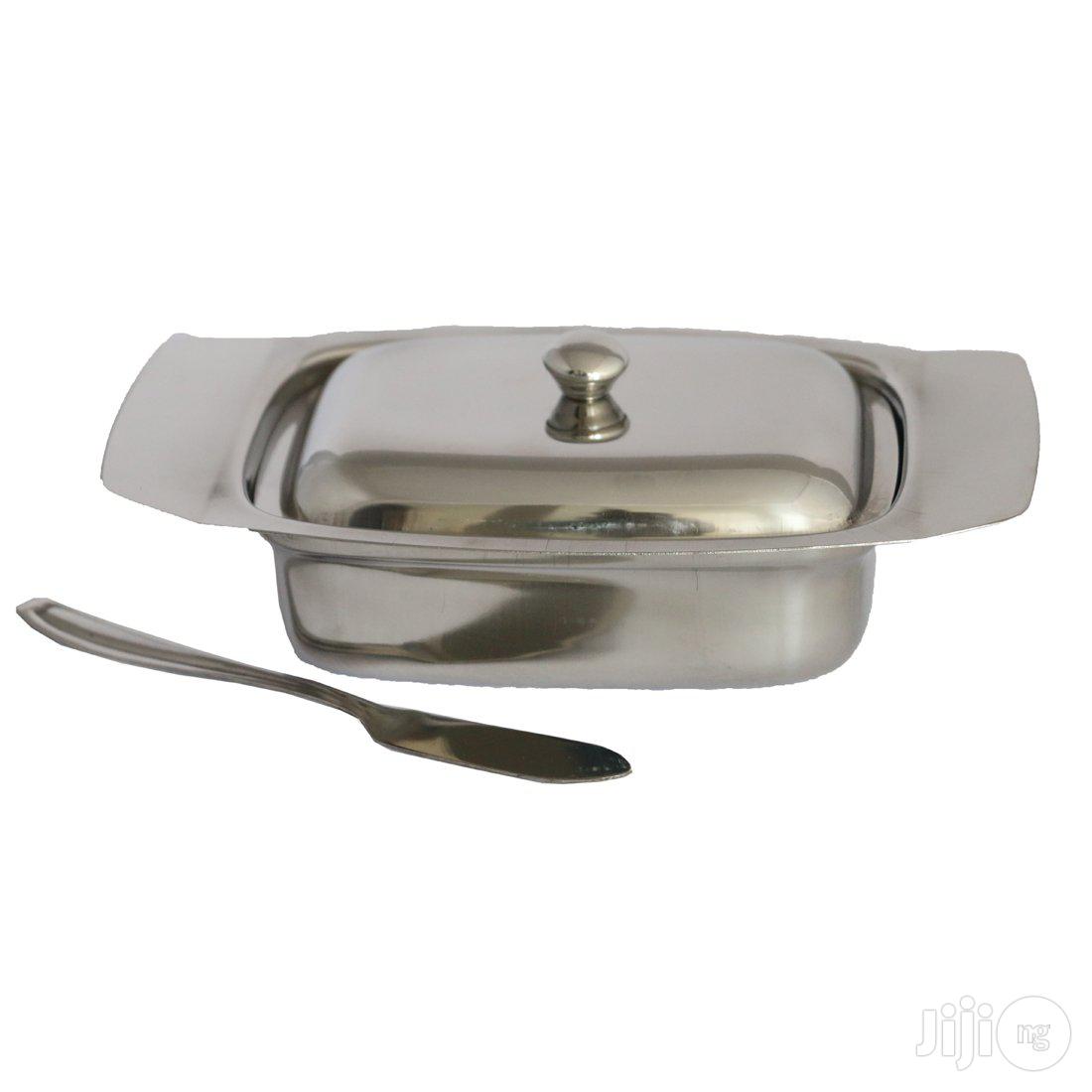 Stainless Steel Butter Dish With Knife