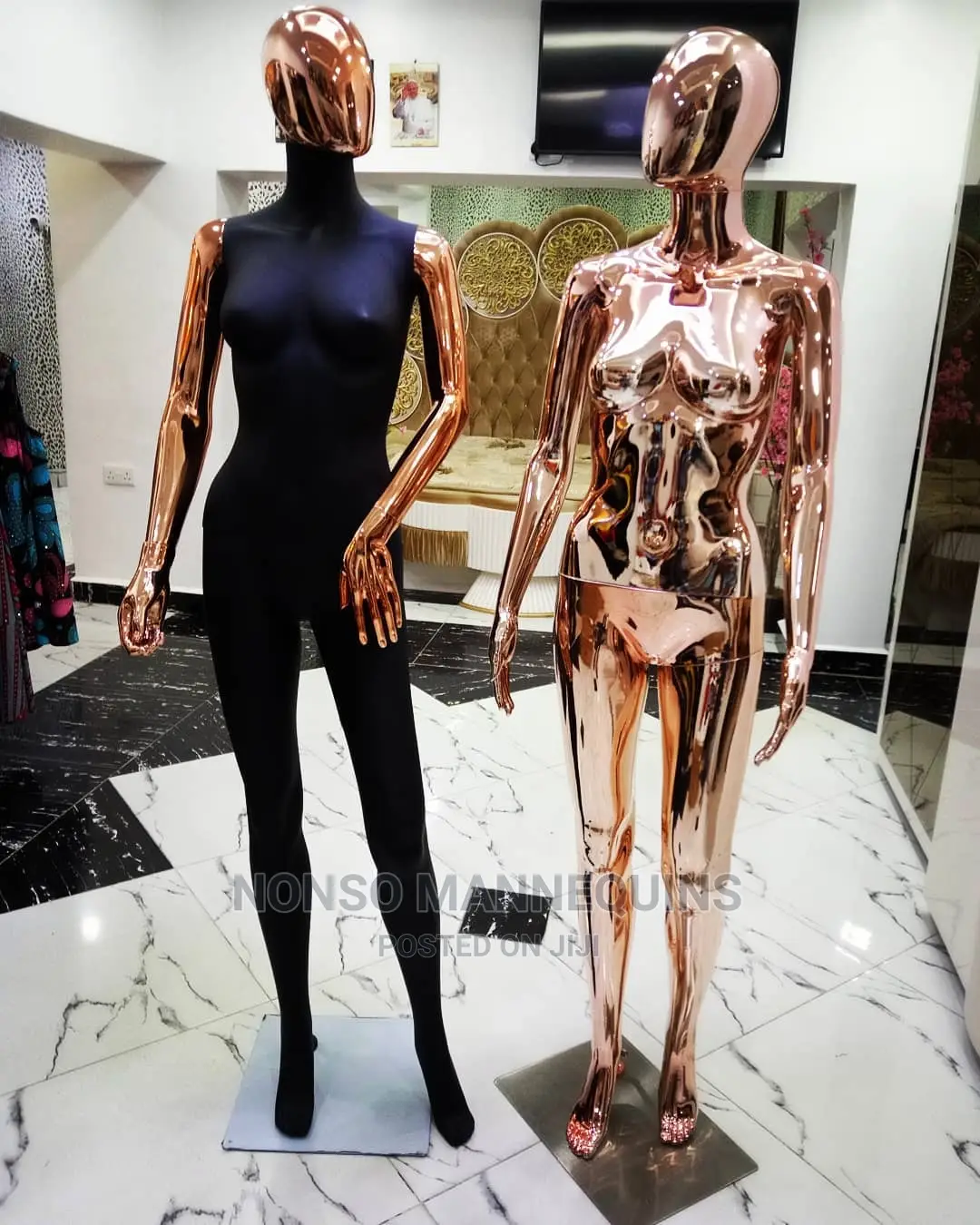 Female Rose Gold Chrome, Gold and Black Display Mannequin