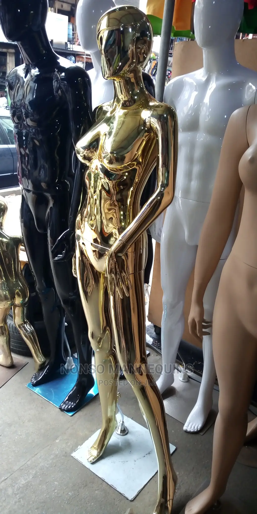 Plastic, Fibre,Gold, Silver Chrome Display Mannequin Etc