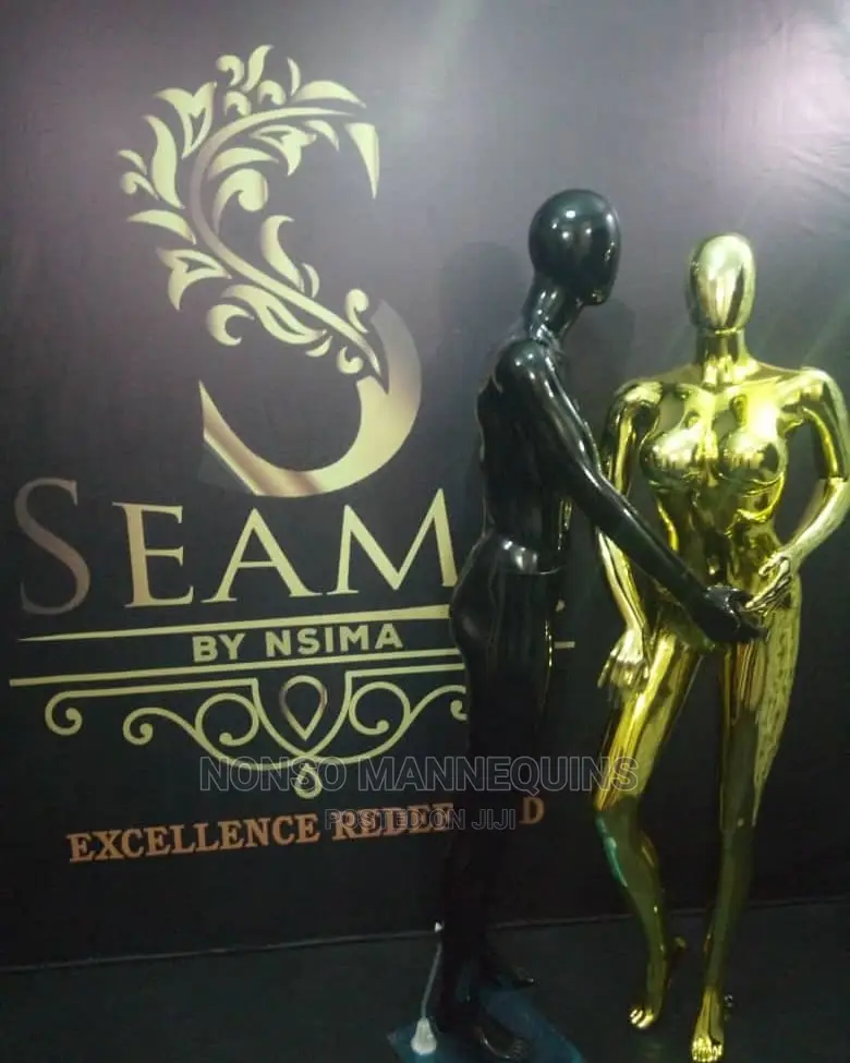Big and Medium Breast Gold Chrome Female Display Mannequin