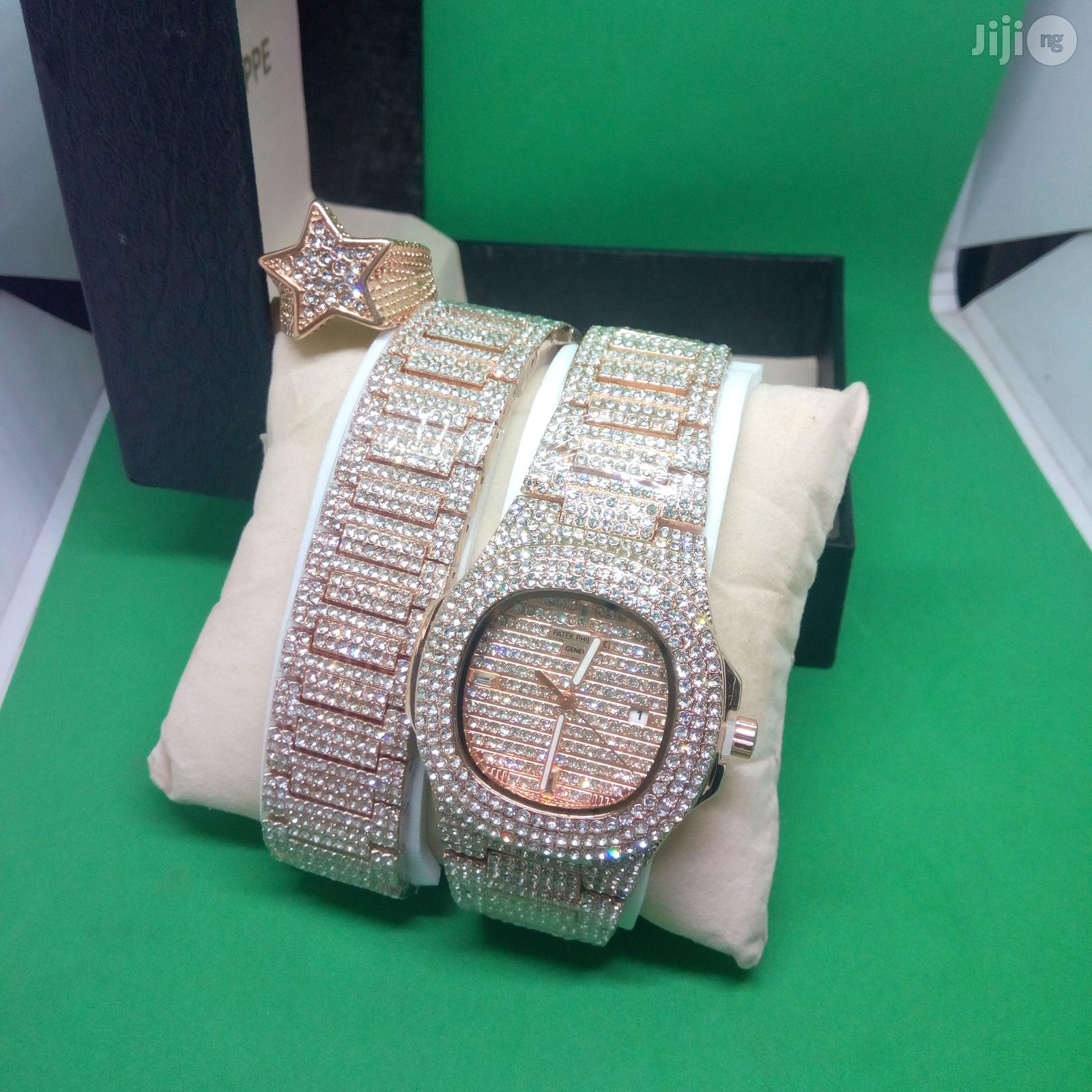 Patek Philippe Chain Wrist Watch, Bracelet Ring - Rose Gold