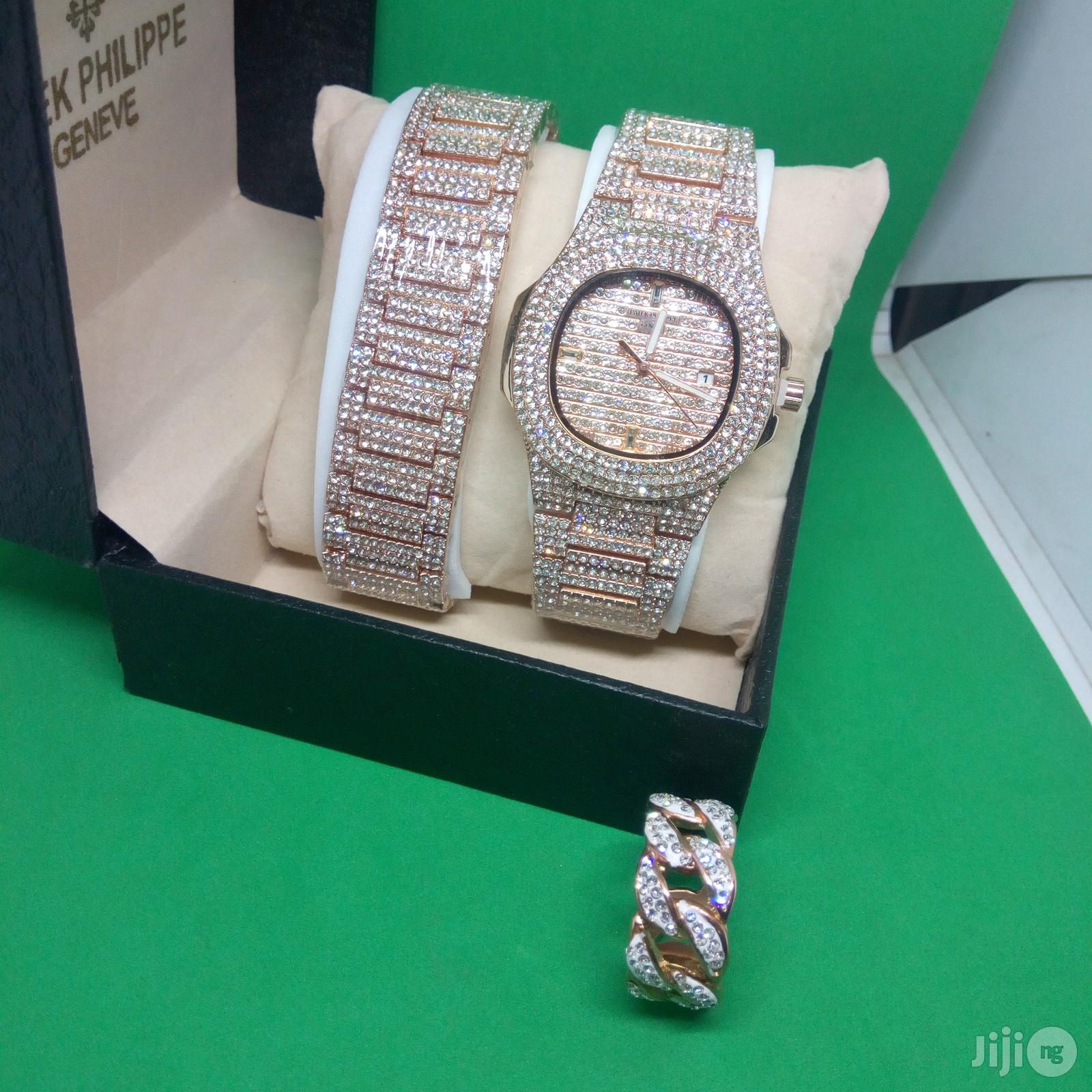 Patek Philippe Chain Wrist Watch, Bracelet Ring - Rose Gold