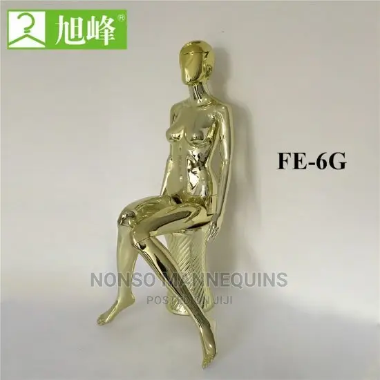Sitting Down Gold Chrome Fashion Models Display