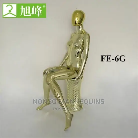 Sitting Down Gold Chrome Fashion Models Display