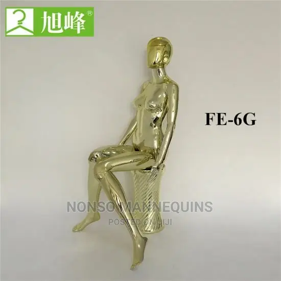 Sitting Down Gold Chrome Fashion Models Display