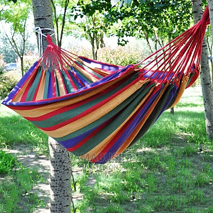 Outdoor Canvas Hammock Bed + Carrier Bag - Multicolour