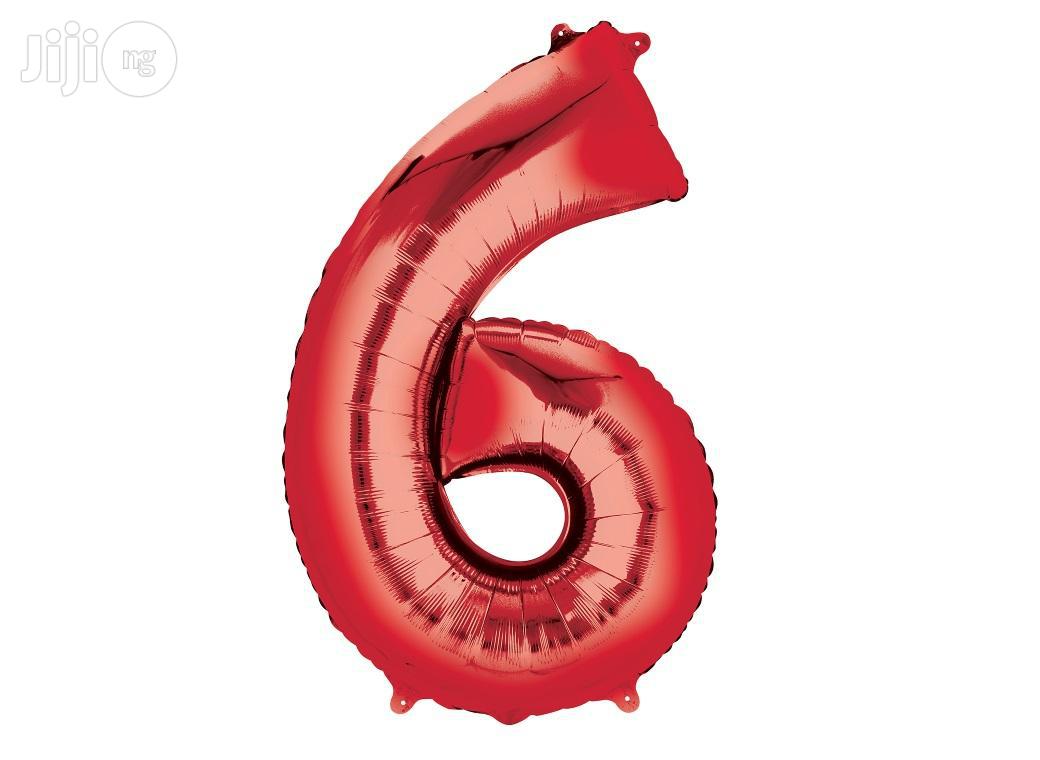 39" Red Jumbo Numeral Balloon - Number 6
