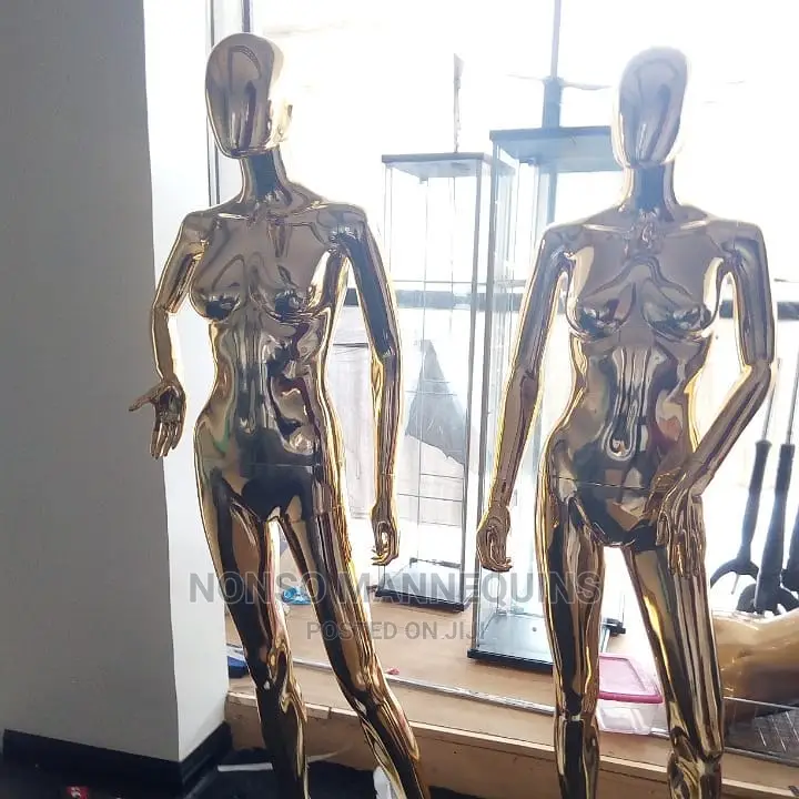 Gold and Glossy Black Female and Male Display Mannequins