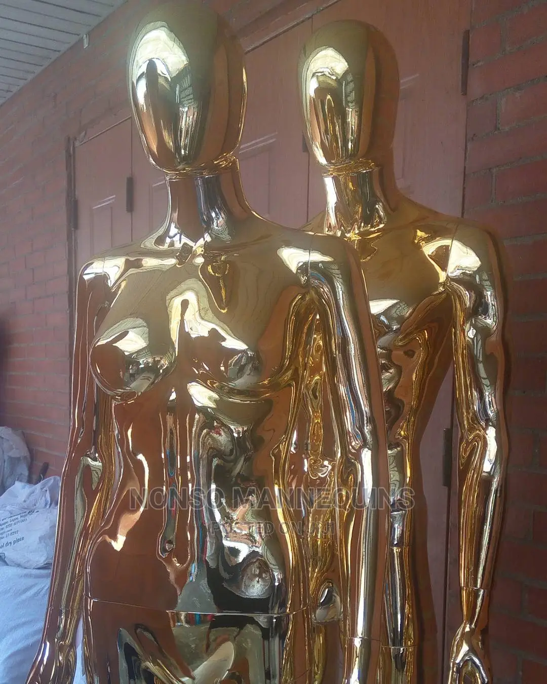 Gold and Glossy Black Female and Male Display Mannequins