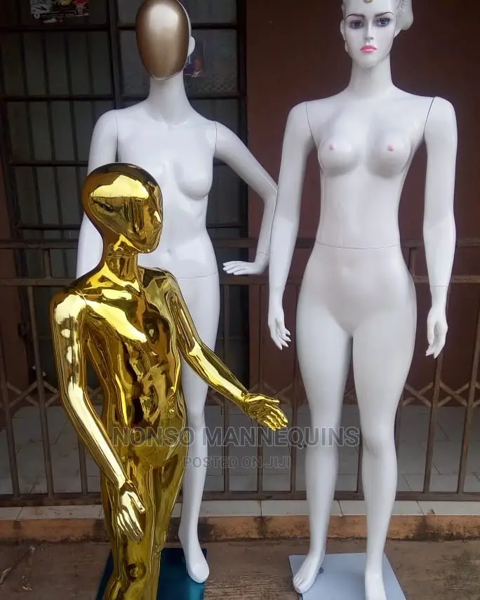 Abstract Kid Gold Chrome Male and Female Display Mannqui