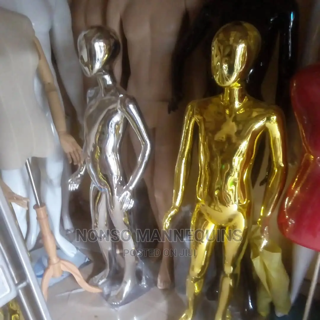 Abstract Kid Gold Chrome Male and Female Display Mannqui