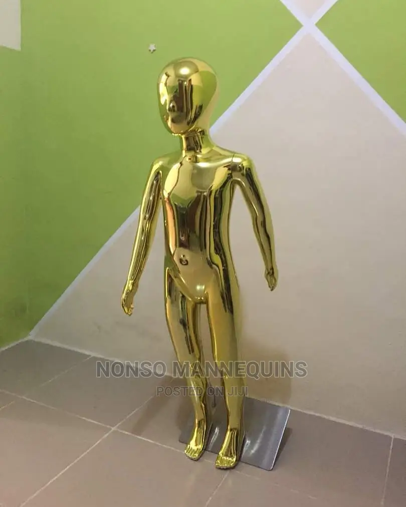Abstract Kid Gold Chrome Male and Female Display Mannqui