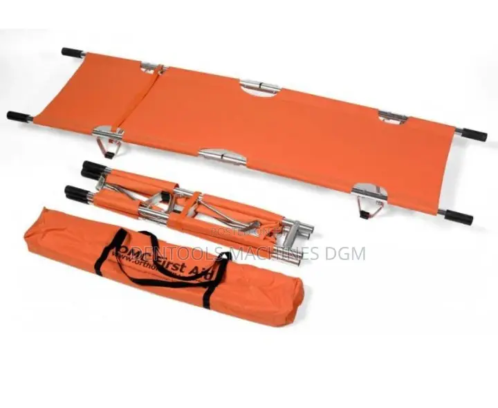 Emergency Double Folding Stretcher With Carry Bag - Orange