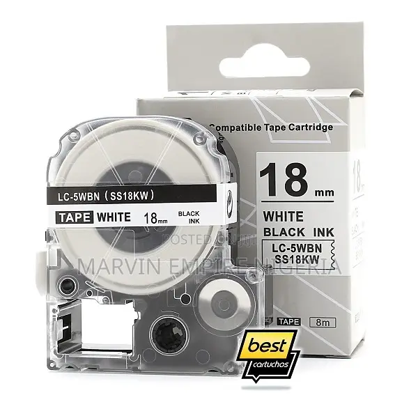 Epson 18mm Black On White Tape Label Catridge