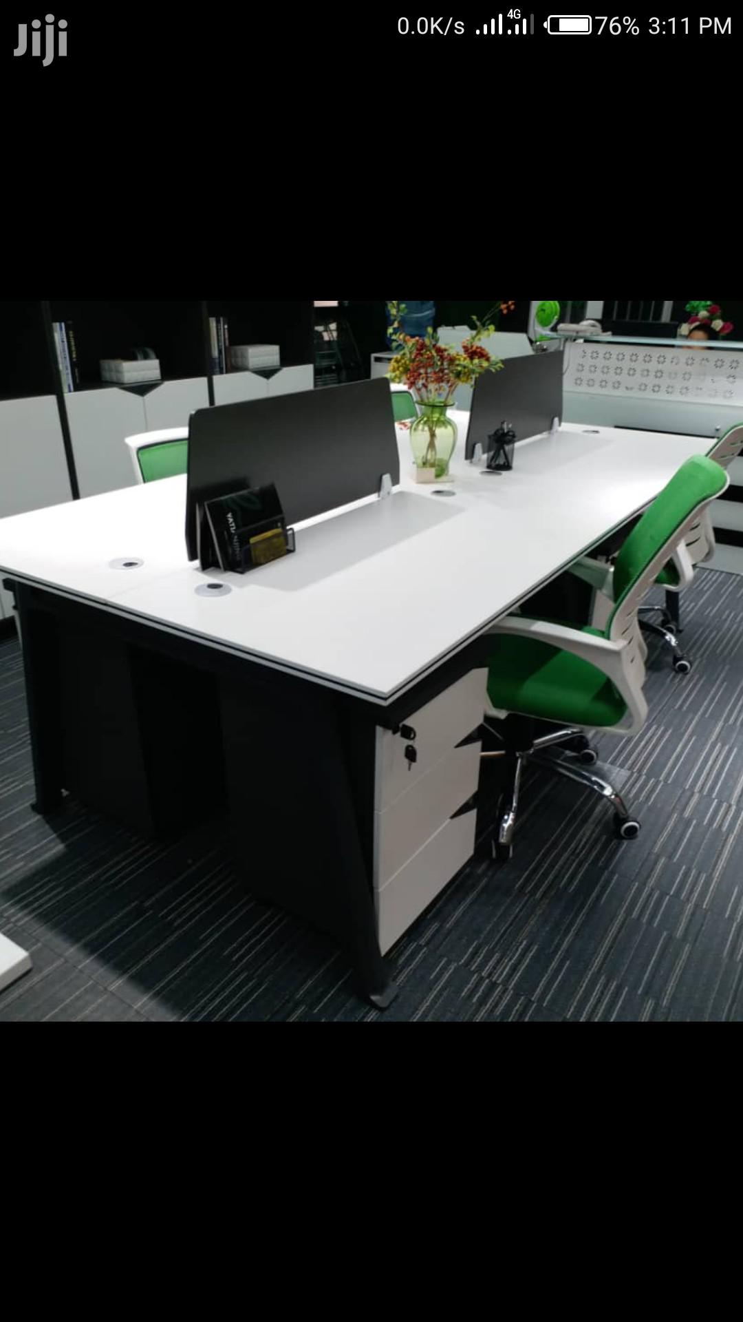 White Modern Workstation With Metal Legs