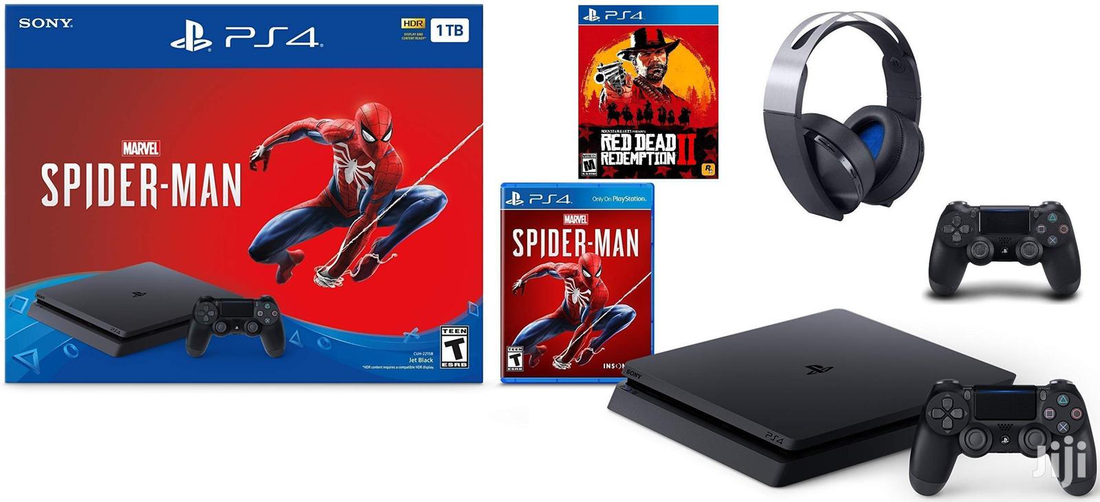 Ps4 Slim 1tb +Spider+Red Dead+Extra Controller+Wireless Headset