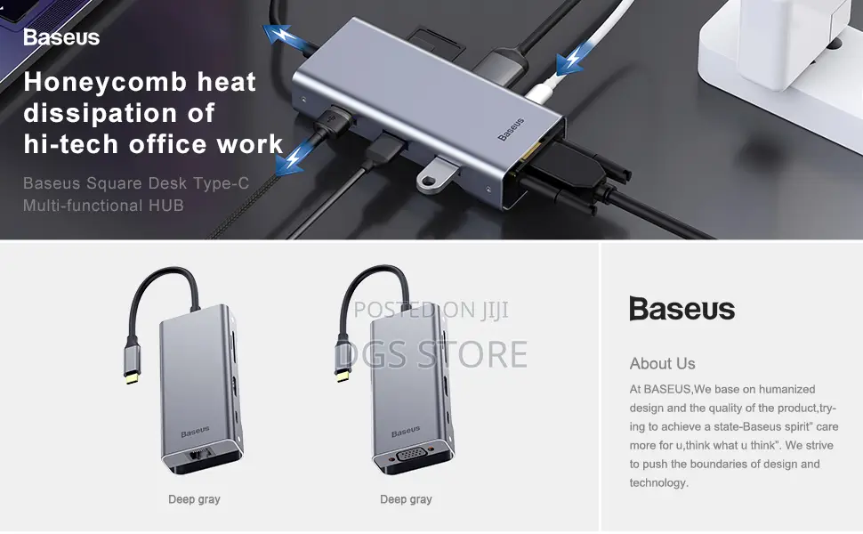 Baseus Square Desktype C Multi-Functional Hub Usb 3.0 *2RJ45