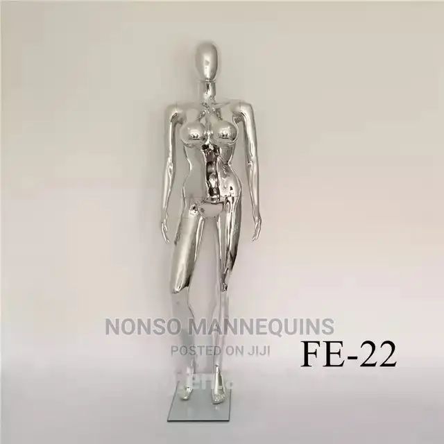 No Face Silcer Big Bust Glossy Femal Full Body Mannequin