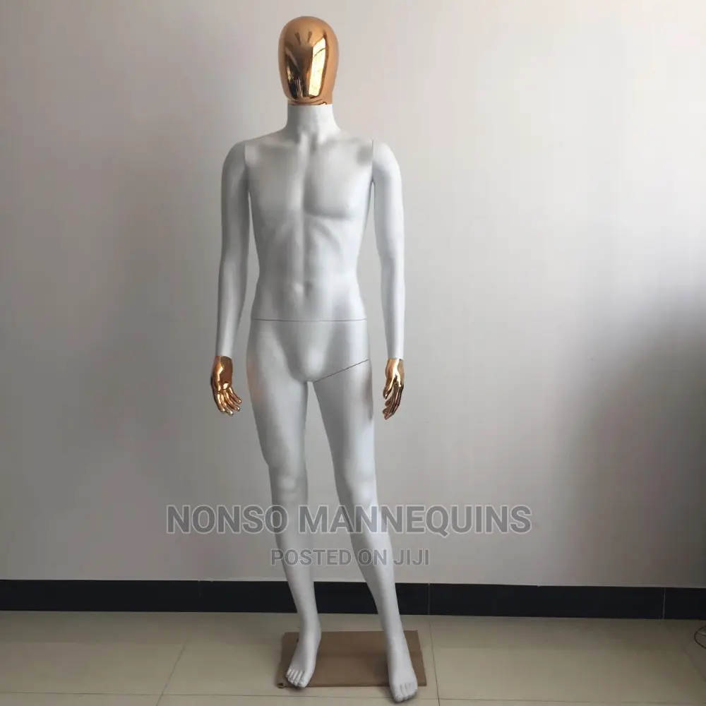 Fashion Male Bstract Face Gold and White Chrome Mannequin