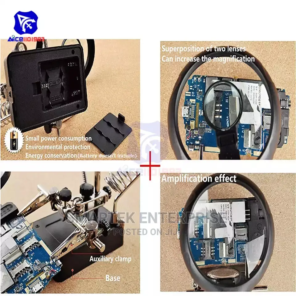 Soldering Magnifyinglas LED Magnifier 3in1 Iron Standholder
