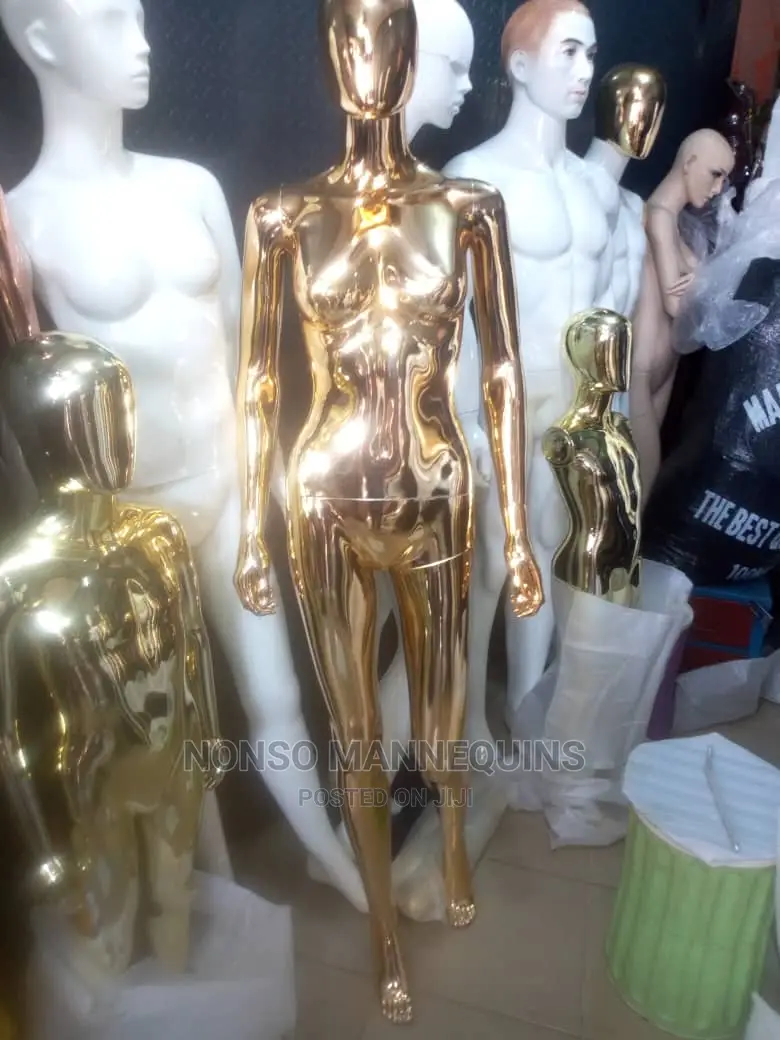 Chrome Gold Egg Face Detachable Female Display Mannequin New