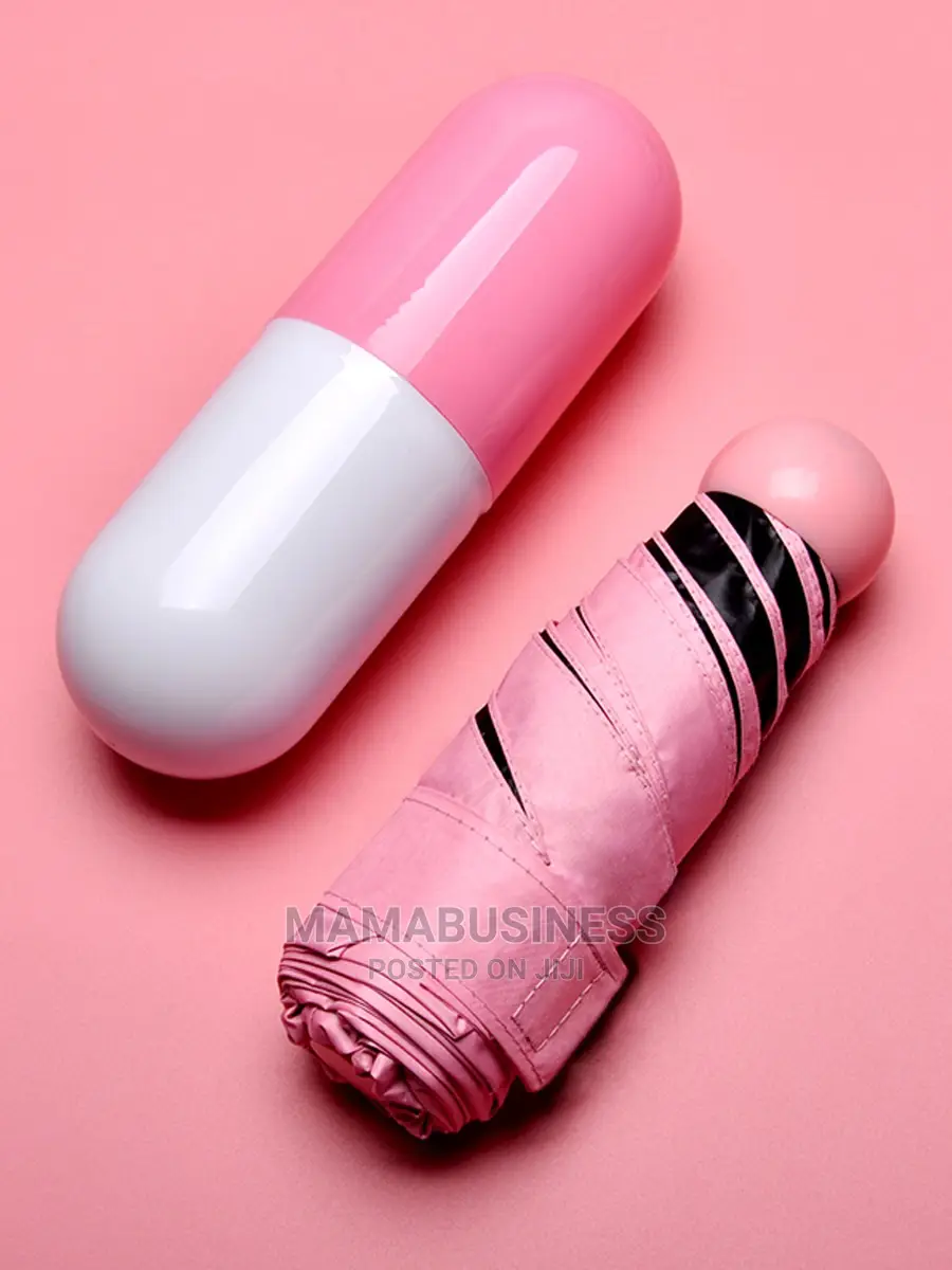 Anti-Uv Folding Capsule Umbrella With Case - Pink