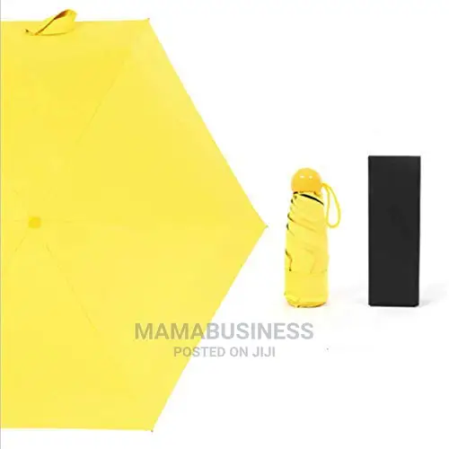 Anti-Uv Folding Capsule Umbrella With Case - Yellow