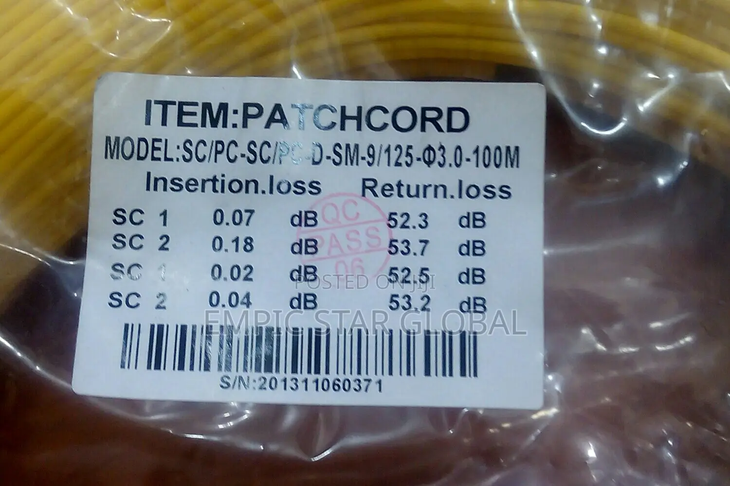 Fiber Lc-Sc Sm Sm 100m Patch Cord Duplex