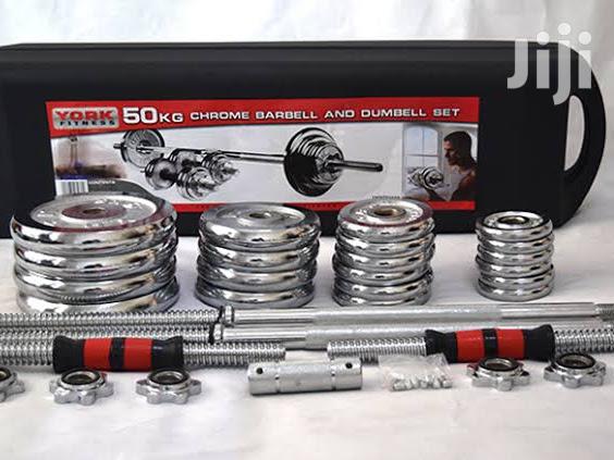 New 50kg Chrome Dumbbell And Barbell