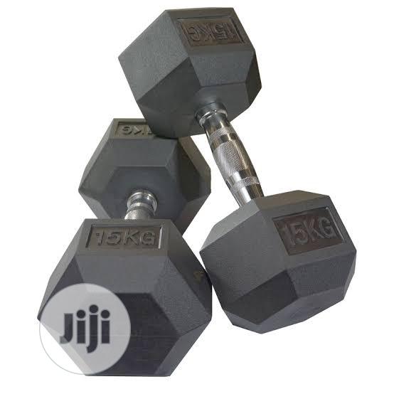 Pair of 15kg New Hexagonal Dumbell
