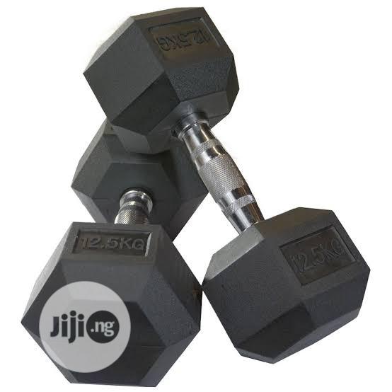 Pair of 12.5kg Hexagonal Dumbell New