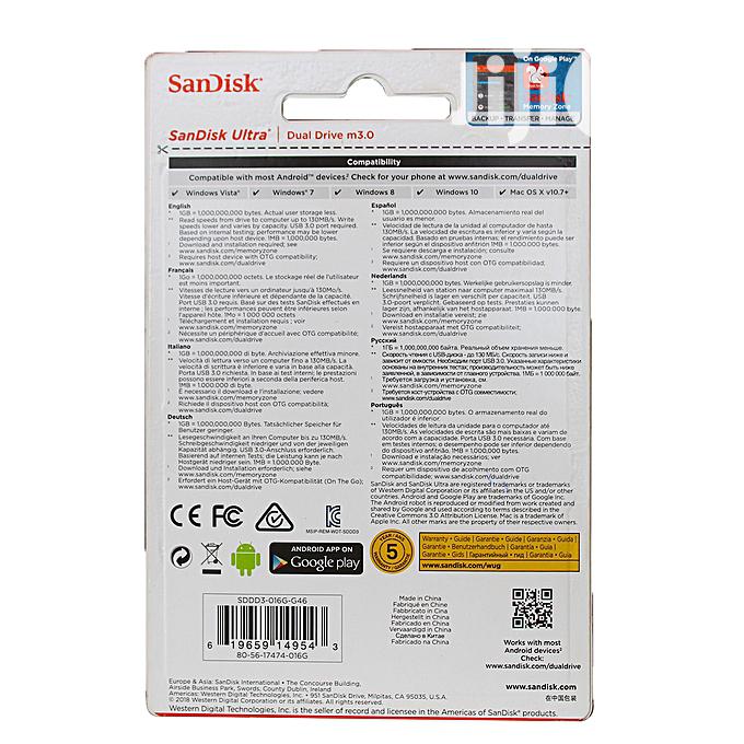 16GB Sandisk OTG Dual Flash Drive M3.0 for Android Phones