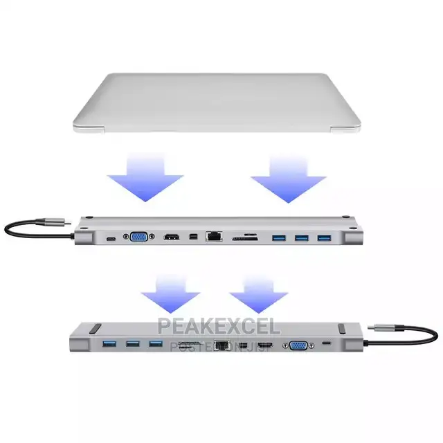 Type-C Hub to HDMI/VGA/USB3.0/LAN/MINI DP Station 11in1 CONVERTER